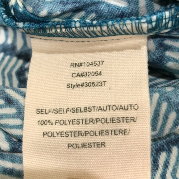 Anthropologie TINY Palms Mini Dress Size Small Teal Blue Cream Ikat - Picture 8 of 11